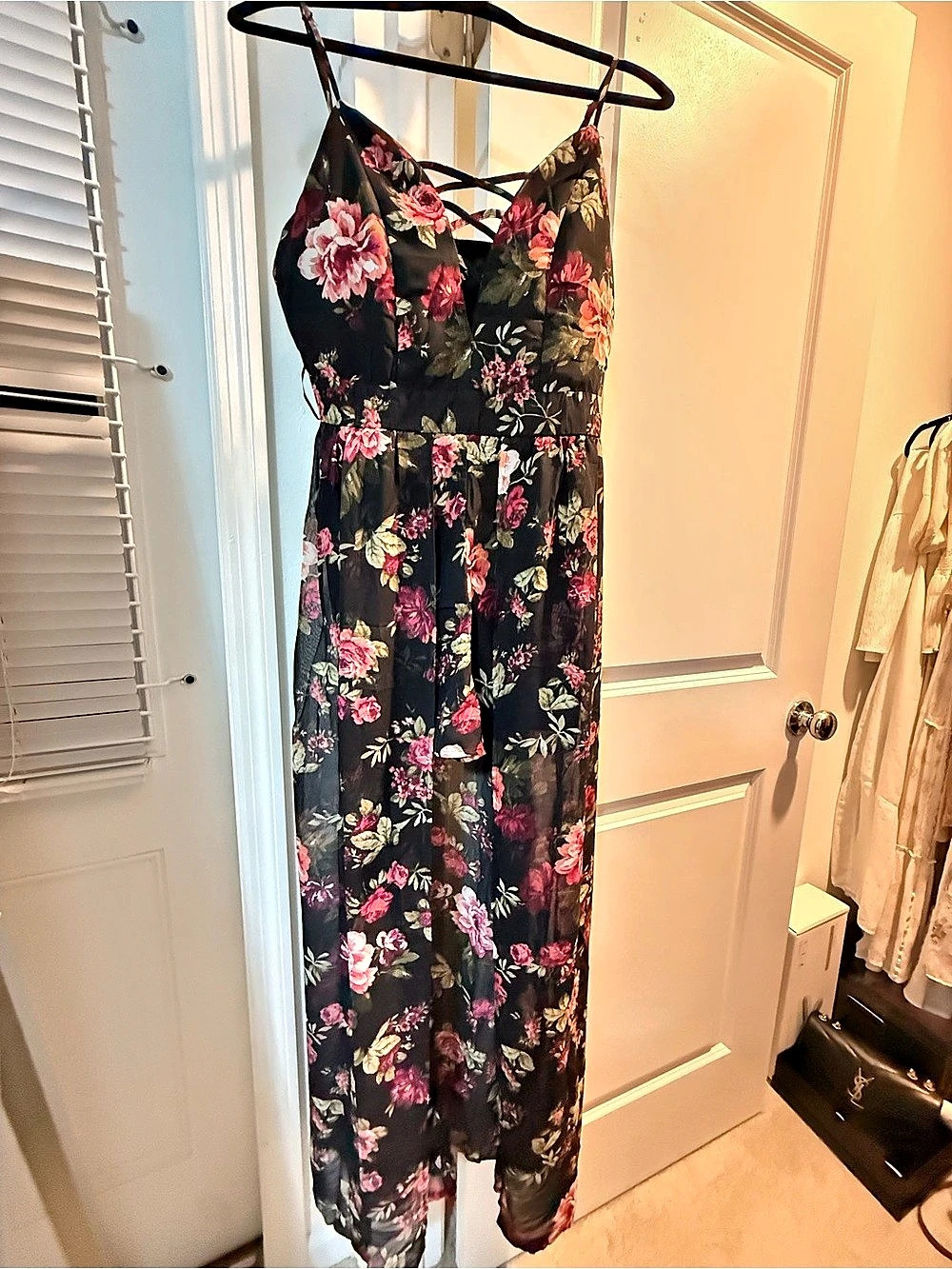 Floral Strappy Jumpsuit in Black & Pink